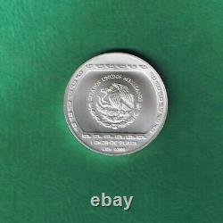 1993 Mexico silver 5 pesos. Aztec. Anciano Con Brasero. Mint mark right