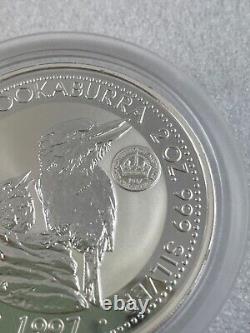 1997 Kookaburra 2oz Crown Privy Mark Silver Coin 60th Anniversary Perth Mint