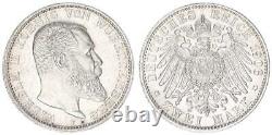 2 Mark Württemberg, Wilhelm II, 1906 F Fresh Mint Condition 71383