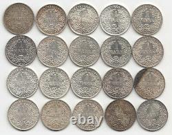 20 x 1 Mark Münze Deutschland Kaiserreich Silber Silver Coin Sammlung Lot