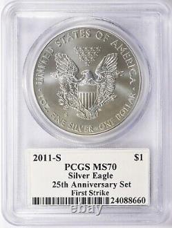 2011-S First Strike Silver Eagle 25th anniversary set PCGS MS70 S Mint Mark
