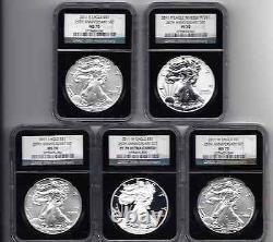 2011 anniversary set ngc 70 5 coins BLACK CORE s rp w-ms w -pf no mint mark