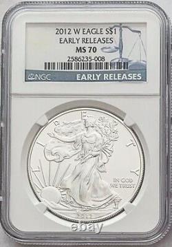 2012 W Burnished Silver Eagle With W Mint Mark Early Releases Ngc Ms70