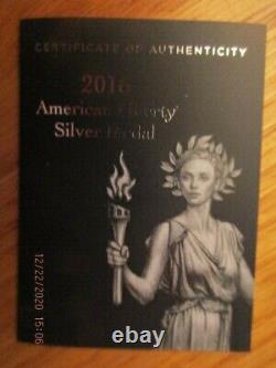 2016 United States Mint American Silver Medal W Mint Mark 1 Troy Ounce Silver