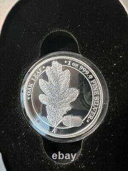 2019 5 Mark Oak Leaf Proof Germania Mint 1 oz. 9999 Silver Coin Mintage 1,000