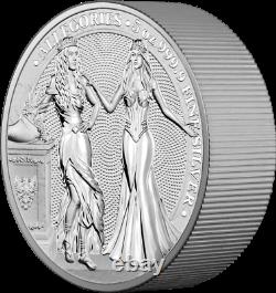 2020 5 oz Silver Allegories Germania & Italia 25 Mark Coin Round Only 500 Minted