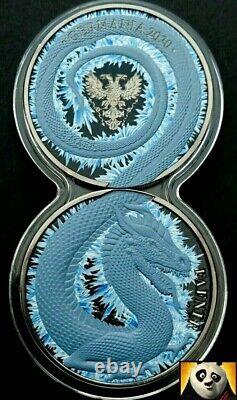 2020 Germania Mint 5 Mark Fafnir Fire & Ice Dragon Colored 2x Silver 1oz Coin
