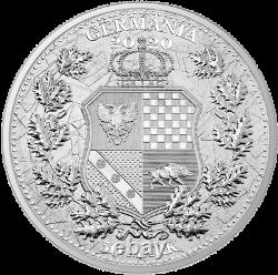 2020 Germania Mint 50 Mark Allegories Italia & Germania 10 oz 9999 Silver Coin