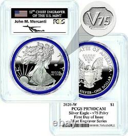 2020-w Mint Engraver-privy Mark-silver Eagle-pcgs Pr70-fdoi-mercanti-pop 125