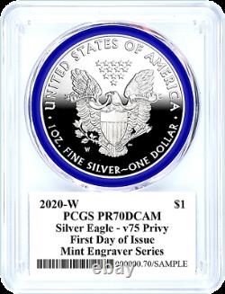 2020-w Mint Engraver-privy Mark-silver Eagle-pcgs Pr70-fdoi-mercanti-pop 125