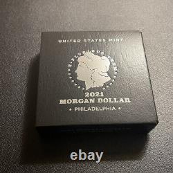 2021 $1 Morgan Silver Dollar Philadelphia US Mint Mark With Original Box And COA