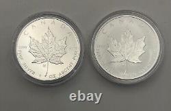2021 And 2020 $5 Silver Maple Leaf Coin W Mint Mark Lot