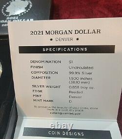 2021 D Morgan Silver Dollar with Mint Box & COA Denver Mint Mark FREE SHIP