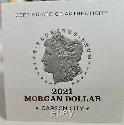 2021 MORGAN SILVER DOLLAR WITH CC PRIVY MARK IN HAND US MINT 21XC Carson City