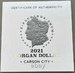 2021 MORGAN SILVER DOLLAR WITH CC PRIVY MARK IN HAND US MINT 21XC Carson City