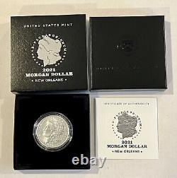2021 Morgan Silver Dollar New Orleans O Privy Mark US Mint Box & COA