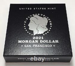2021-S Morgan Silver Dollar, San Francisco Privy Mark, U. S Mint OGP W-COA! 21XF