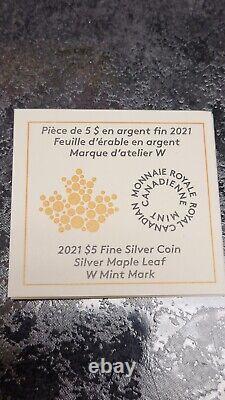 2021 W Mint Mark Canada $5 Silver Maple Leaf 1 Oz