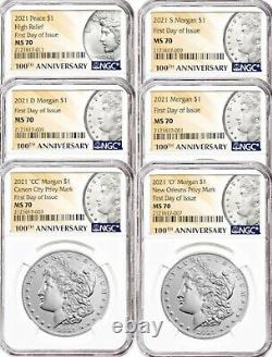 2021 (p) Peace & Morgan's CC & O Privy S & D & P Mint Mark 6 Coin Set Fdoi Hot