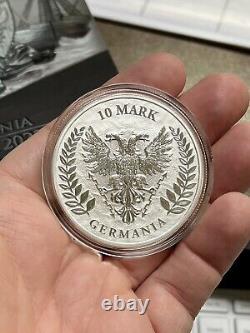 2022 Germania Mint 10 Mark 2oz Fine Silver BU Coin Blisterpack Box & COA