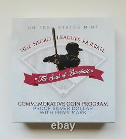 2022 Negro Leagues Baseball Privy Mark Proof Silver Dollar IN HAND