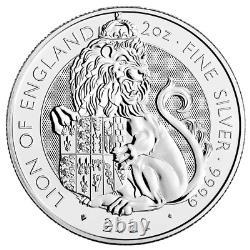 2022 No Mint Mark 2022 U. K. 5 Pound 2 Oz Silver Tudor Beast Lion of England BU G