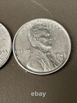 3 1943 Silver Steel Lincoln Wheat Penny Cent No Mint Mark Magnetic