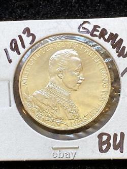 3 PC LOT 1913 Germany Prussia Silver 3 Mark 25 Years of Reign of Wilhelm II