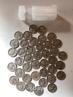 40 Washington silver quarters mixed years and mint marks from 1930s-No culls