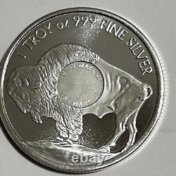 5-1 Oz Silver Buffalo Round. 999 Fine WithSMI Mint Mark BU (Lot Of 5)