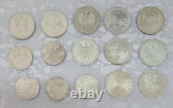 5 and 10 Mark 1972-1996 silver Germany Ag Unc 15 Coin lot