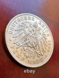 5 mark 1902 Mint E Albert Von Sachsen condition II