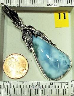 Blue Dominican Larimar in solid silver 925 mark pendants gift box included 11-15