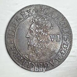CENTREPIECE King Charles 1st Briot Milled 6 Pence Anchor Mintmark (1638-1639)