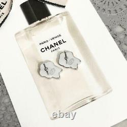 Chanel Earring Women 05P Coco Mark Camelia Flower Silver Mini Mint Authentic
