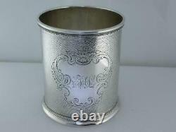 Early Coin Silver Mint Julep Cup engine turned beaded makers mark star C&CO star