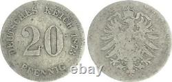 Empire 20 Pfennig 1873H Very Seltenes Mint Mark Umlaufstück Fine