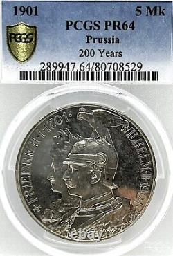 German State Prussia 1901 5Mark Coin Thaler PCGS PR64 PROOF Taler PP Anniversary