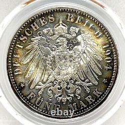 German State Saxony 1904 5 Mark Coin Thaler Taler PCGS MS66 STG UNC DEATH BU TOP
