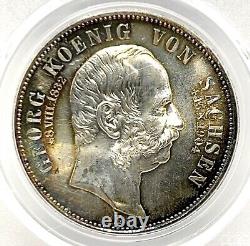 German State Saxony 1904 5 Mark Coin Thaler Taler PCGS MS66 STG UNC DEATH BU TOP