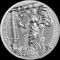 Germania 10 Mark 2021 Germania Mint 2 oz 999,9 Silber im hochwertigen Folder