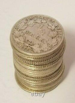 Germany 1/2 (0.5) Mark Full Roll (25 Coins) Silver Lot 1905 1919 Very Rare Nr