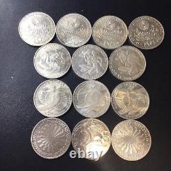 Germany 10 Mark Silver Coins 1972 Lot Of (13) Almost Uncirculated To Unc White