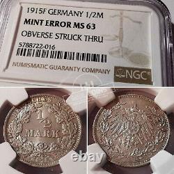 Germany 1915 year 1/2 mark NGC MS63 MINT ERROR