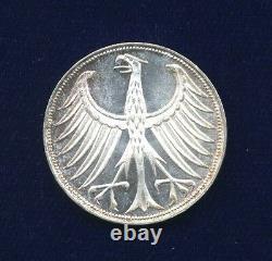 Germany 1963-g 5 Mark Silver Coin, Brilliant Uncirculated, Karlsruhe Mint
