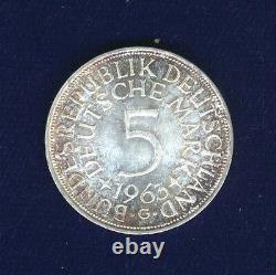 Germany 1963-g 5 Mark Silver Coin, Brilliant Uncirculated, Karlsruhe Mint
