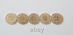 Germany Lot Of Five 1 Reichs Mark Silver Coins 1905 -1915 A Unc Rare Coin Set