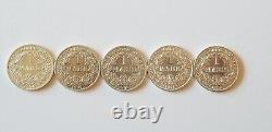 Germany Lot Of Five 1 Reichs Mark Silver Coins 1905 -1915 A Unc Rare Coin Set