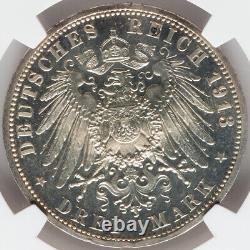 Germany. Prussia Wilhelm II, 3 Mark 1913-A, NGC Proof-65! Berlin mint, KM#535