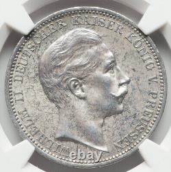 Germany. Prussia Wilhelm II 3 Marks 1908-A NGC MS-63, Berlin mint, KM#527